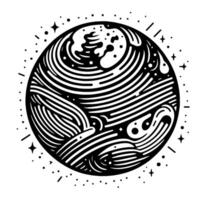 Black and White Illustration of the planet Earth vector