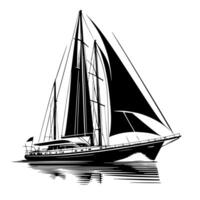 Black and White Illustration of a sailing boat vector