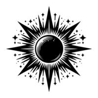 Black and White Illustration of the sun vector