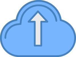 Cloud Uploading Line Filled Blue Icon vector