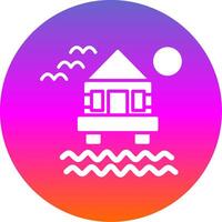 playa villa glifo degradado circulo icono diseño vector