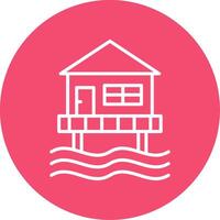 Beach Hut Multi Color Circle Icon vector