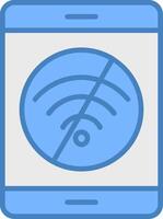 No Internet Line Filled Blue Icon vector
