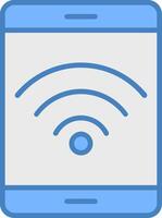 Wifi línea lleno azul icono vector