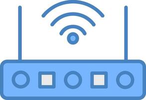 Wifi Router Line Filled Blue Icon vector