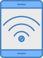 No Wifi línea lleno azul icono vector