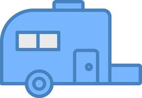 Caravan Line Filled Blue Icon vector