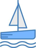 Catamaran Line Filled Blue Icon vector