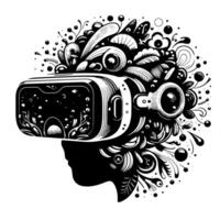 Black and White Illustration of VR Glasses Headset vector