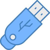 Pendrive Line Filled Blue Icon vector