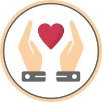 Hands Holding Heart Flat Circle Icon vector
