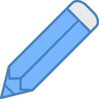 lápiz línea lleno azul icono vector