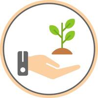 Hand Sprout Flat Circle Icon vector