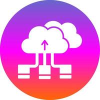 nube almacenamiento glifo degradado circulo icono diseño vector