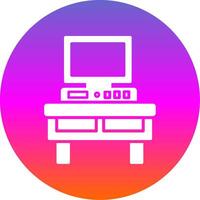 Computer Desk Glyph Gradient Circle Icon Design vector