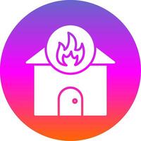 hogar fuego glifo degradado circulo icono diseño vector