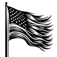 Black and White Illustration of the USA Flag vector