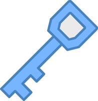 llave línea lleno azul icono vector