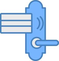 Door Lock Line Filled Blue Icon vector