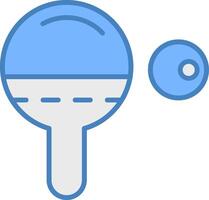 mesa tenis línea lleno azul icono vector