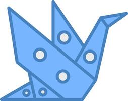 origami línea lleno azul icono vector