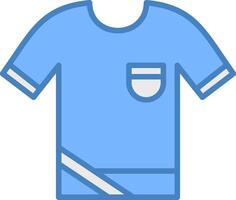 camisa línea lleno azul icono vector