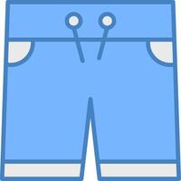 pantalones cortos línea lleno azul icono vector