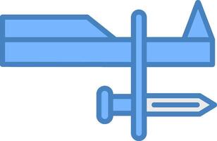 bayoneta línea lleno azul icono vector