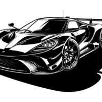 black and white illustration of a Hypercar Sports Car vector