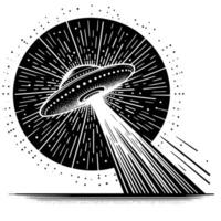 Black and White Illustration of an UFO Flying Saucer vector