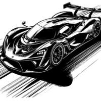 black and white illustration of a Hypercar Sports Car vector