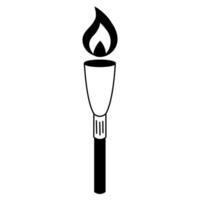 Torch with fire line icon vector