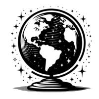 Black and White Illustration of the planet Earth vector