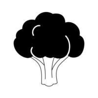 Black and white linear broccoli icon vector