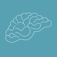 Human brain outline icon on blue background vector