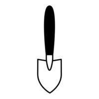 Garden scoop, garden trowel, landing blade line icon isolated on white vector