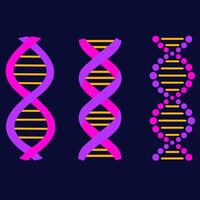 Set of DNA molecules in bright neon colors vector