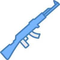 pistola línea lleno azul icono vector