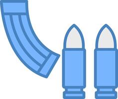 munición línea lleno azul icono vector