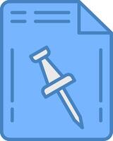 documento línea lleno azul icono vector