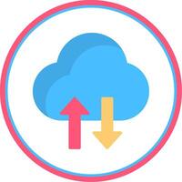 Cloud Data Transfer Flat Circle Icon vector