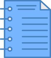 Note Page Line Filled Blue Icon vector