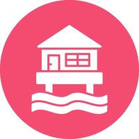 Beach Hut Multi Color Circle Icon vector