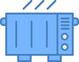 Electric Heater Line Filled Blue Icon vector