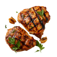 Grilled chicken on isolated transparent background png