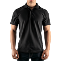 Man Black polo shirt on isolated transparent background png