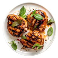 Grilled chicken on isolated transparent background png