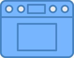 horno línea lleno azul icono vector