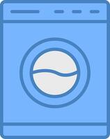 Washing Machine Line Filled Blue Icon vector