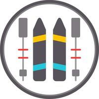 Skiing Flat Circle Icon vector